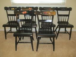 Six Hand Painted Hitchcock Side Chairs with Fruit Designs