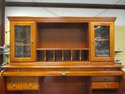 Four Piece Roll-Top Desk With Hutch