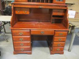 Four Piece Roll-Top Desk With Hutch