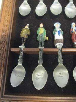Franklin Mint 1981 Charles Dicken's Keepsake Spoon Collection in Display