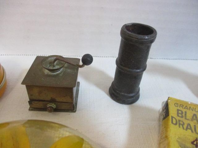 Paper Weights, Lacquered Plaques, Duck, Hand Painted Shade, etc.