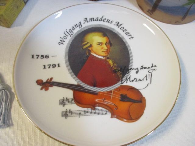Paper Weights, Lacquered Plaques, Duck, Hand Painted Shade, etc.