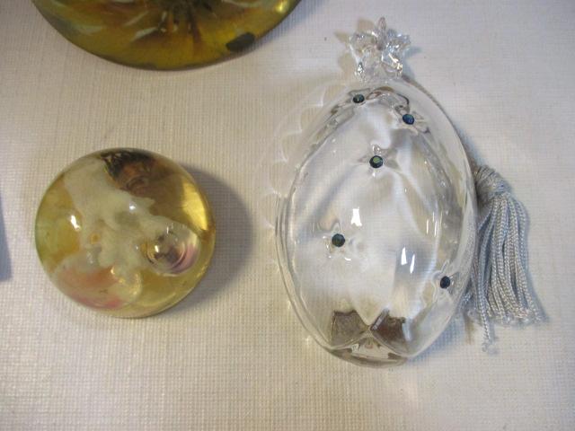 Paper Weights, Lacquered Plaques, Duck, Hand Painted Shade, etc.