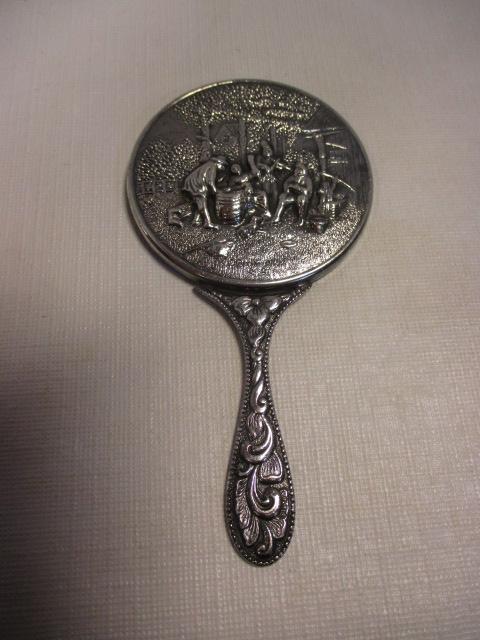 Vintage Hans Jensen Silverplated Repousse Mirror