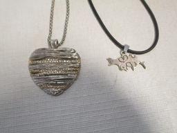 Sterling Heart Pendant with Chain .45 oz t and Cord Necklace with Sterling Pendant and Clasp