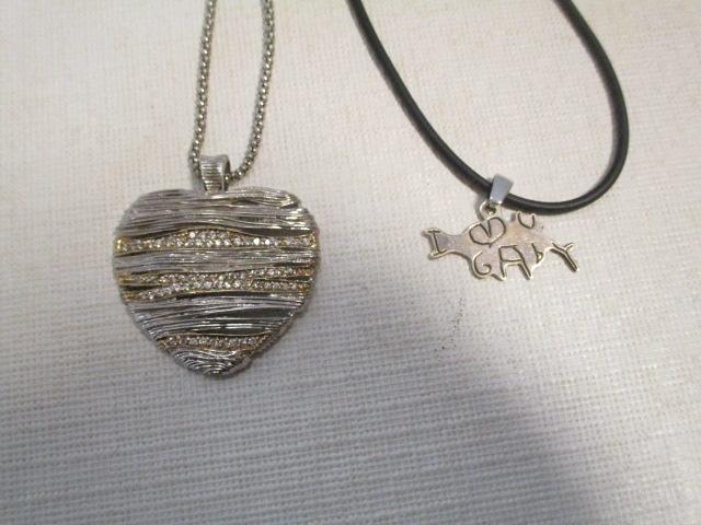 Sterling Heart Pendant with Chain .45 oz t and Cord Necklace with Sterling Pendant and Clasp