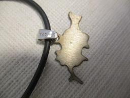 Sterling Heart Pendant with Chain .45 oz t and Cord Necklace with Sterling Pendant and Clasp