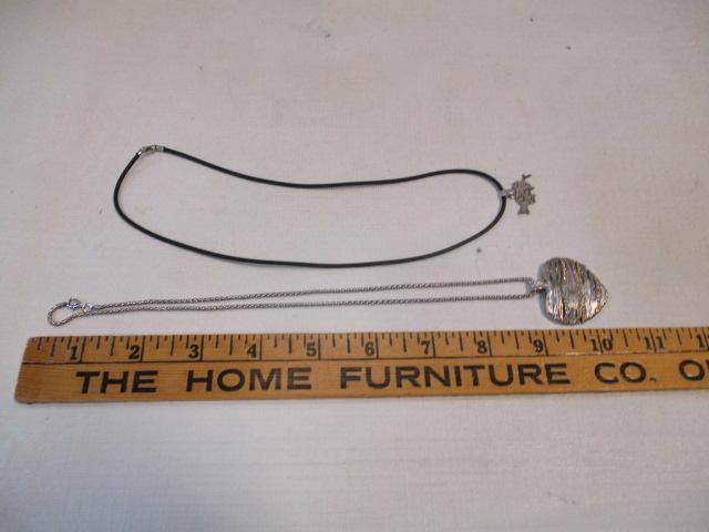 Sterling Heart Pendant with Chain .45 oz t and Cord Necklace with Sterling Pendant and Clasp