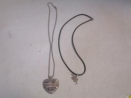 Sterling Heart Pendant with Chain .45 oz t and Cord Necklace with Sterling Pendant and Clasp