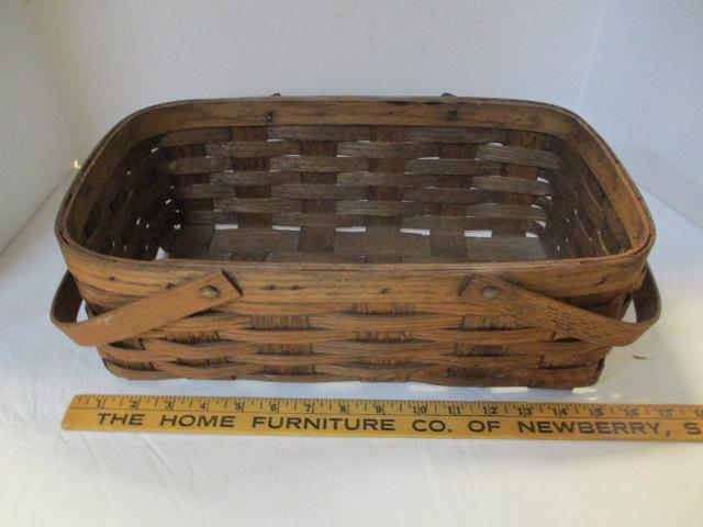 Split Oak Rectangular Basket With Handles
