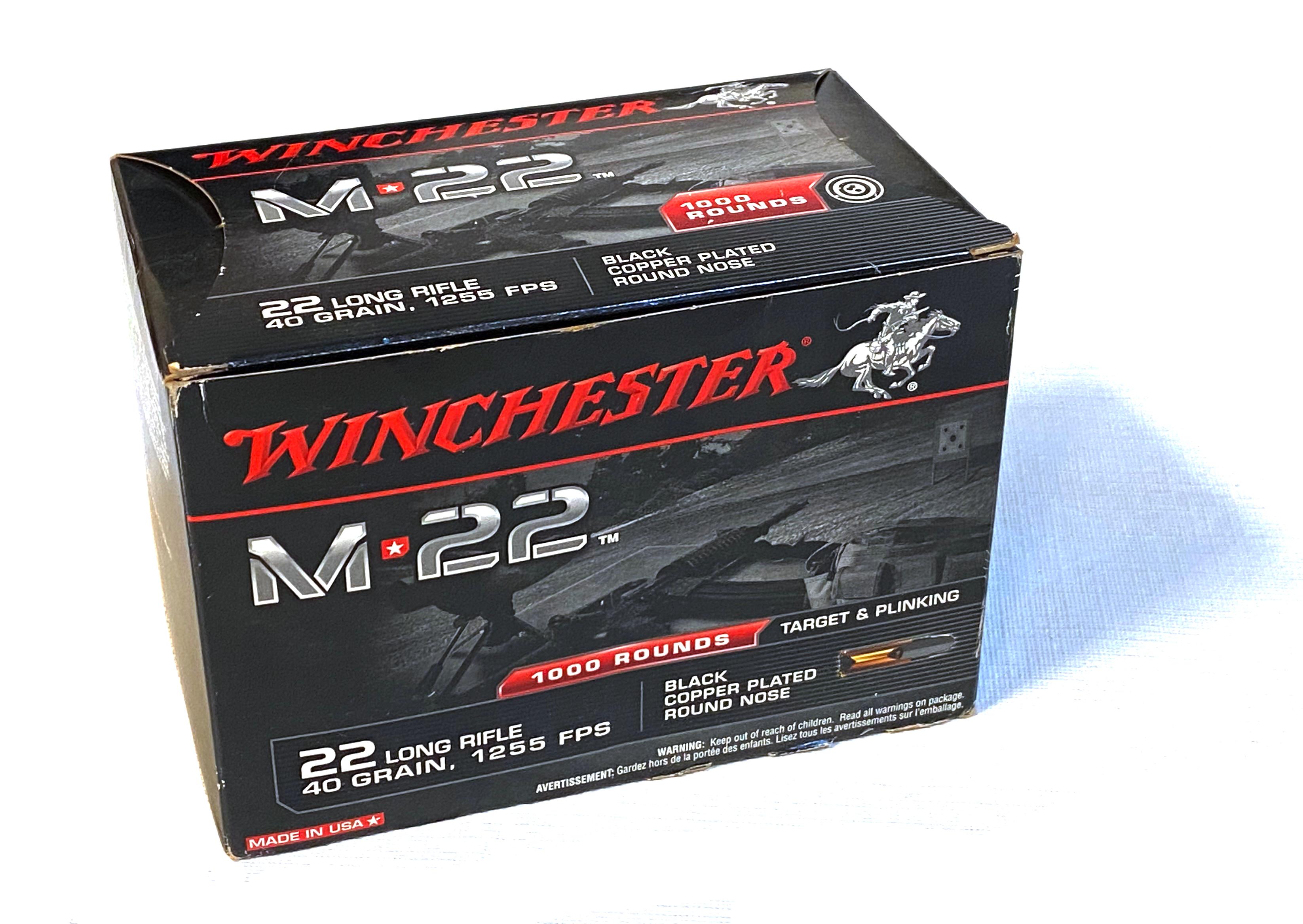 NIB 1000rds. of .22 LR - Winchester M22 40gr. Black Copper Plated RN Ammunition