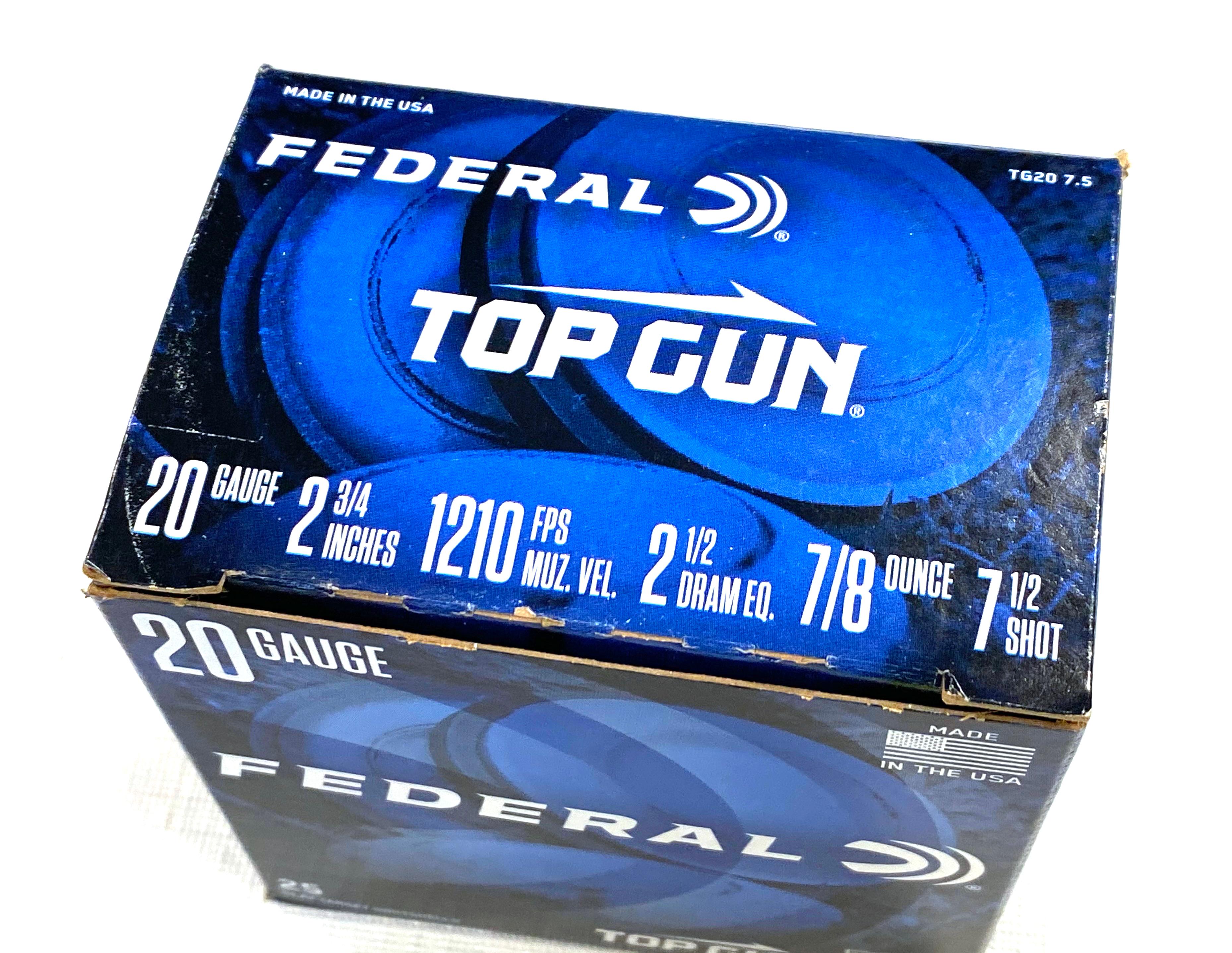 NIB 25 Shotshells of 20 GA. 2-3/4" Top Gun 7.5 Shot Federal Ammunition