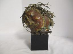 Abstract Copper and Brass Human Bust on Metal Base