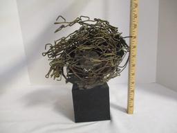Abstract Copper and Brass Human Bust on Metal Base