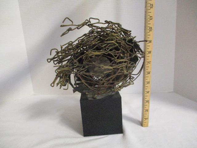 Abstract Copper and Brass Human Bust on Metal Base