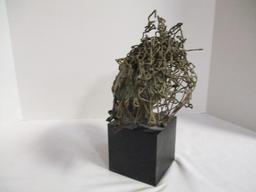 Abstract Copper and Brass Human Bust on Metal Base