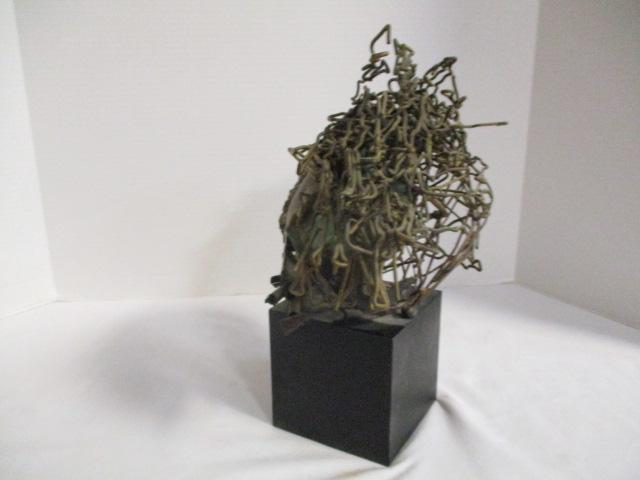 Abstract Copper and Brass Human Bust on Metal Base