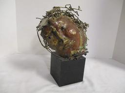 Abstract Copper and Brass Human Bust on Metal Base