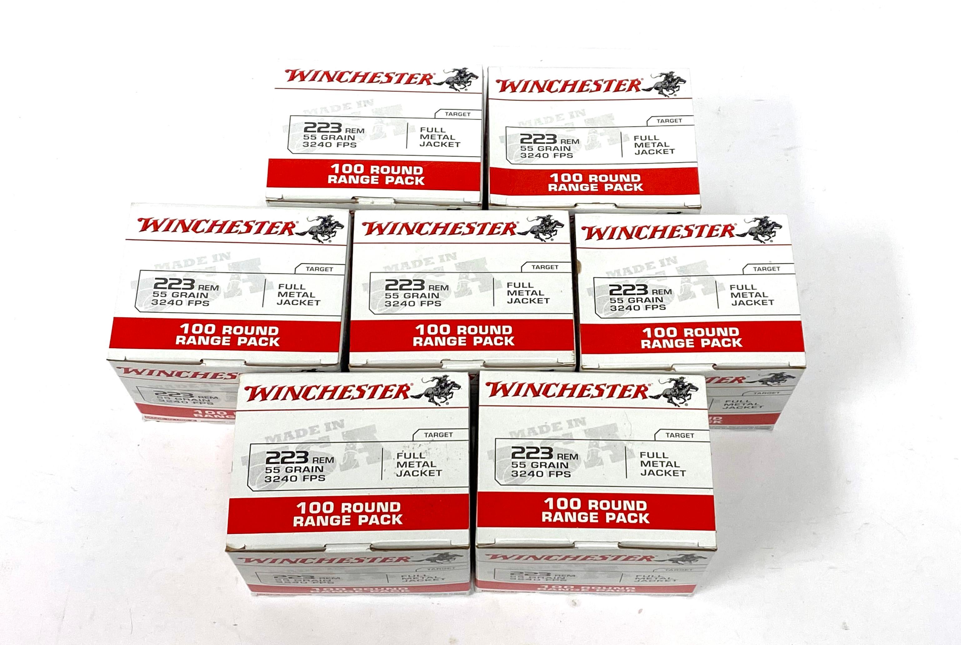 NIB 700rds. of .223 REM. 55gr. FMJ Winchester Brass Ammunition