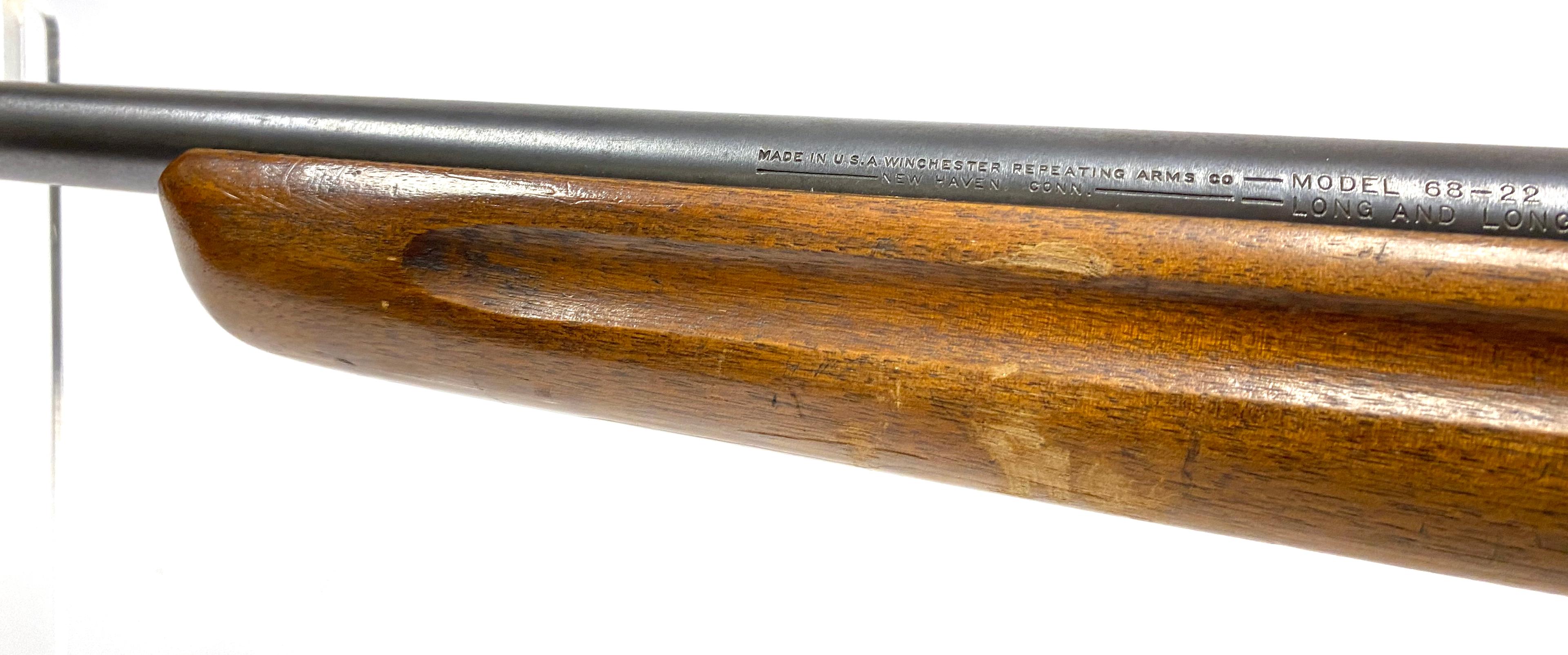 Excellent Winchester Model 68 .22 S-L-LR Bolt Action Rifle with Factory Peep Rear Sight