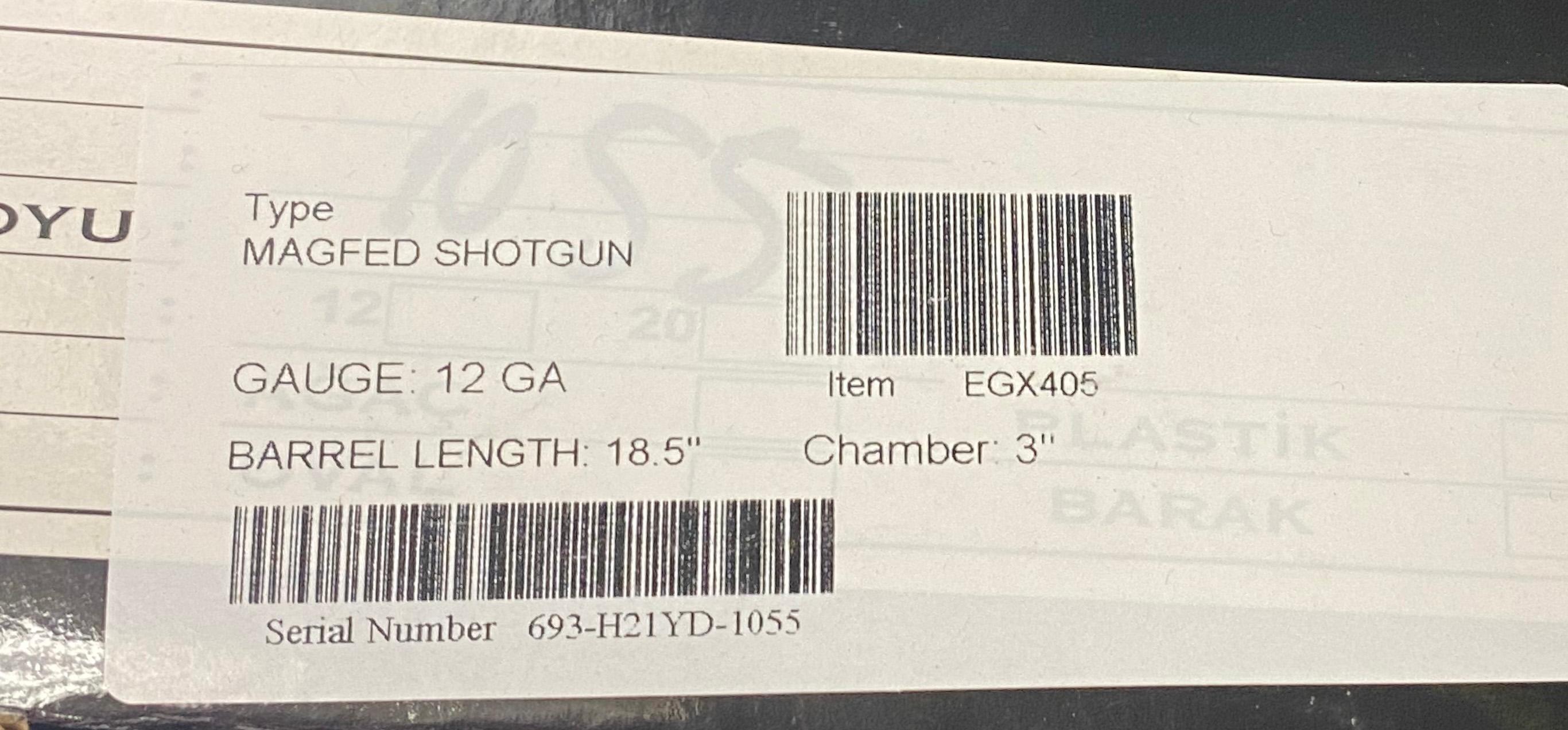NIB EGE Arms EGX 405 12 GA. Magazine Fed AR-12 Tactical Semi-Automatic Shotgun with Accessories