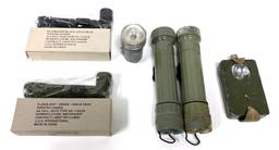 Lot of Vintage Military Flashlights and Signal Devices