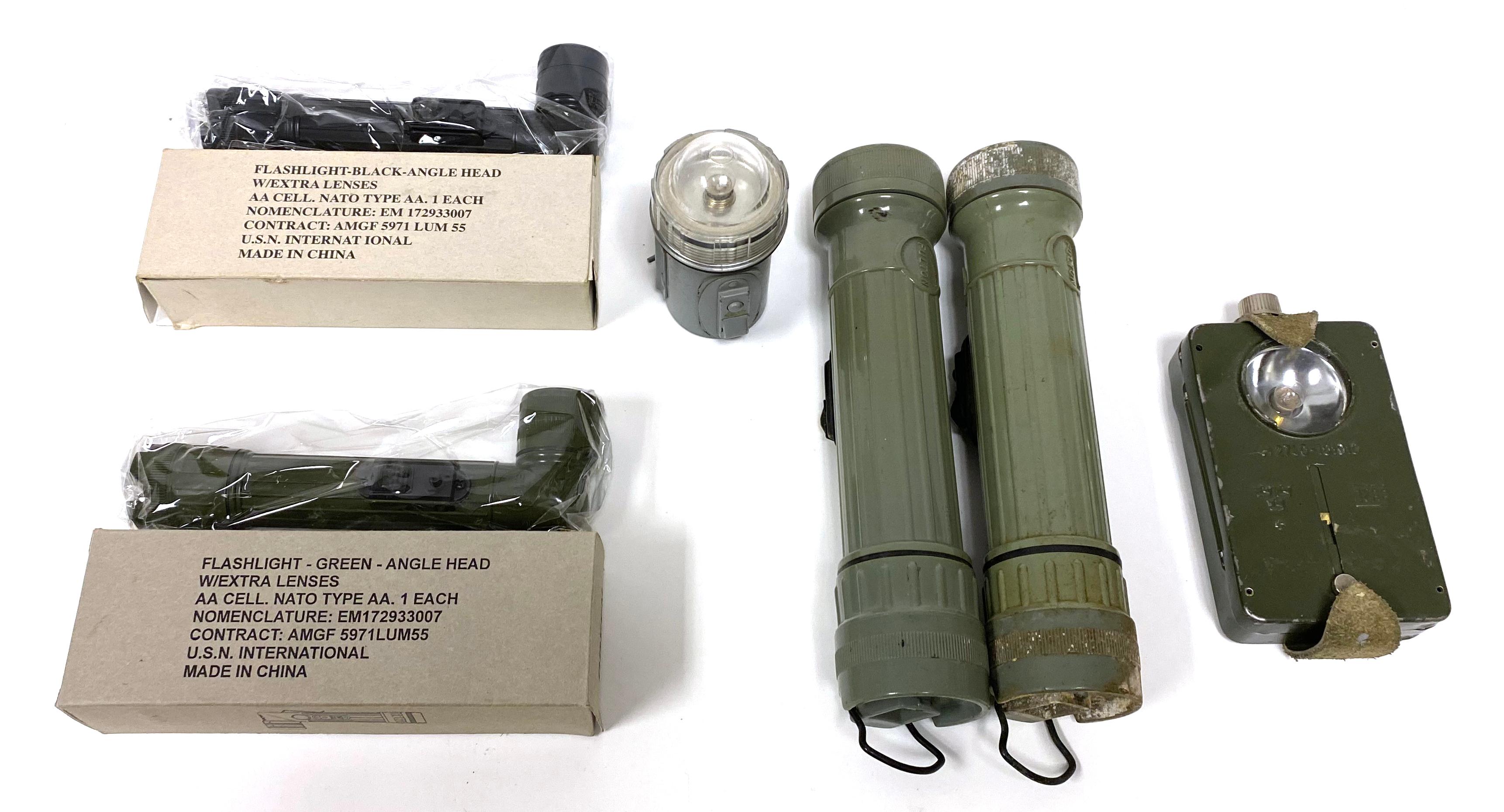 Lot of Vintage Military Flashlights and Signal Devices