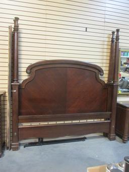 Broyhill Charlestowne Square King Size Four Poster Bed with Wood Rails