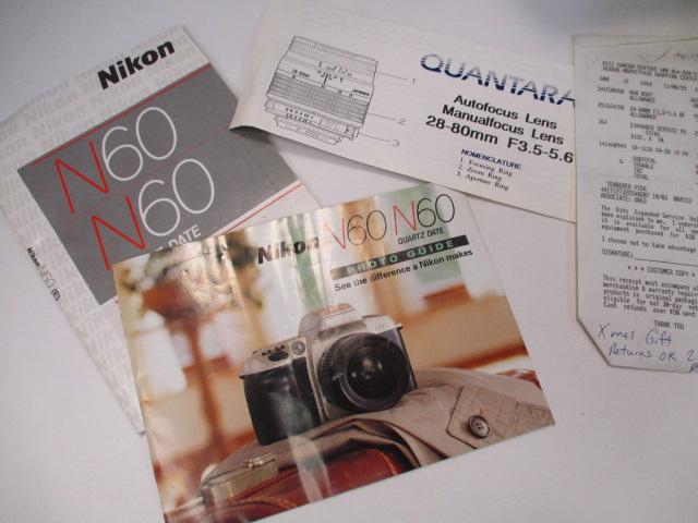 Nikon N60 35mm Camera with Quantaray NF AF 1:3.5-5.6 f=28-80mm Lens