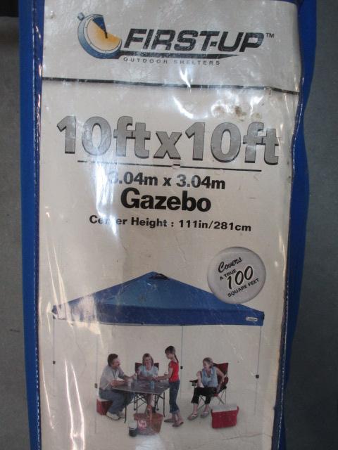 First-Up 10'x10' Blue Gazebo in Rolling Storage Bag
