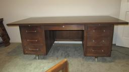Midcentury Alma Desk Co. High Point, NC "Administrator" Desk and Jasper Seating