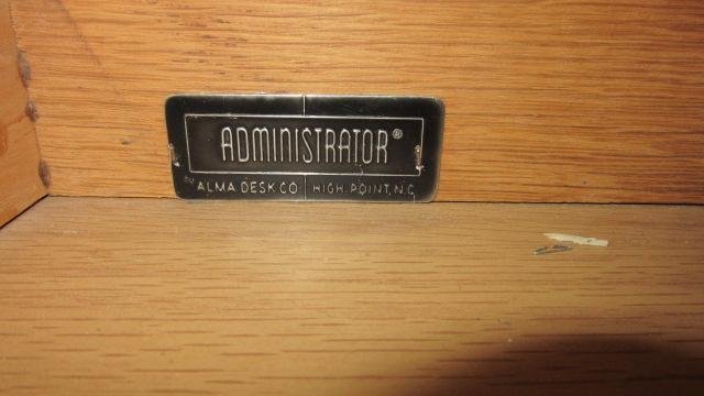 Midcentury Alma Desk Co. High Point, NC "Administrator" Desk and Jasper Seating