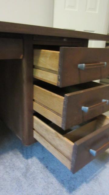 Midcentury Alma Desk Co. High Point, NC "Administrator" Desk and Jasper Seating