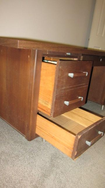Midcentury Alma Desk Co. High Point, NC "Administrator" Desk and Jasper Seating