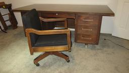 Midcentury Alma Desk Co. High Point, NC "Administrator" Desk and Jasper Seating