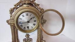 Antique Seth Thomas Gilt and Ceramic Tile Mantle Clock Shelf Sitter