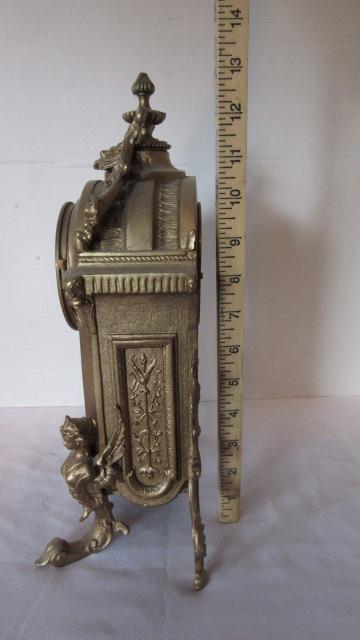 Antique Seth Thomas Gilt and Ceramic Tile Mantle Clock Shelf Sitter