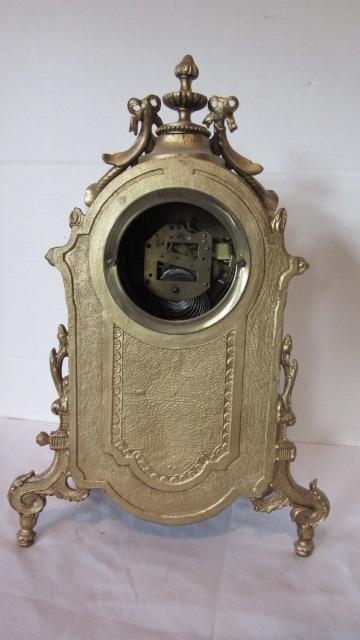 Antique Seth Thomas Gilt and Ceramic Tile Mantle Clock Shelf Sitter