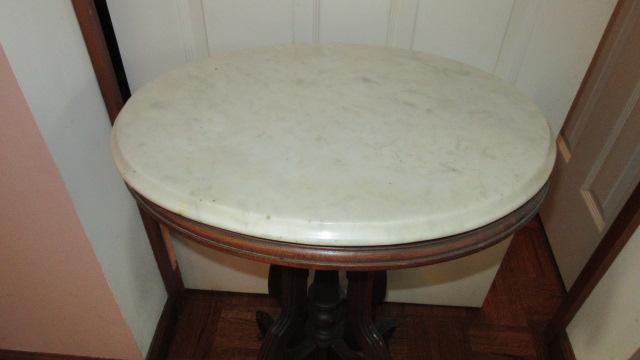 Antique Victorian Side Table with Marble Top