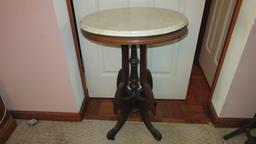 Antique Victorian Side Table with Marble Top