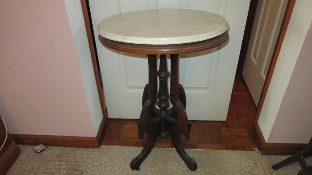 Antique Victorian Side Table with Marble Top