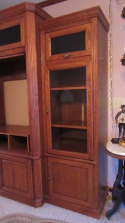 Oak 3 Piece Bookcase Entertainment Cabinet Set