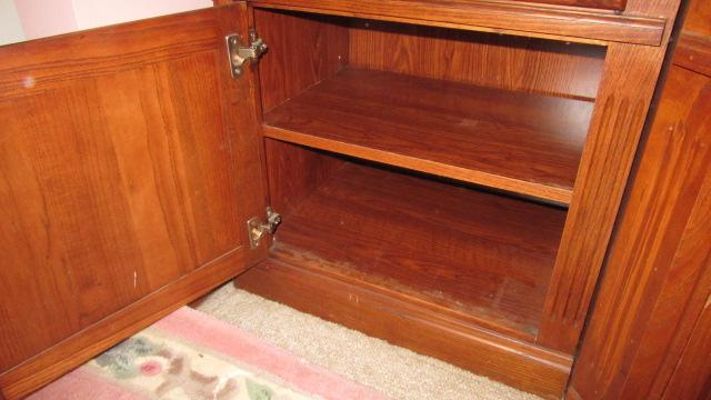 Oak 3 Piece Bookcase Entertainment Cabinet Set