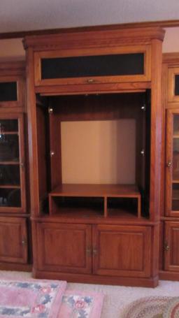 Oak 3 Piece Bookcase Entertainment Cabinet Set