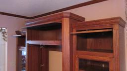 Oak 3 Piece Bookcase Entertainment Cabinet Set