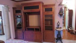 Oak 3 Piece Bookcase Entertainment Cabinet Set