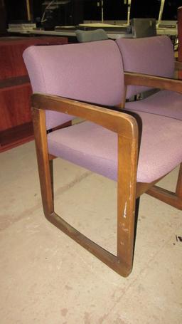 Pair of Oak Arm Guest Chairs with Upholstered Seat and Back