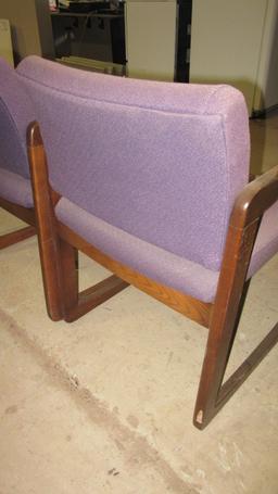 Pair of Oak Arm Guest Chairs with Upholstered Seat and Back