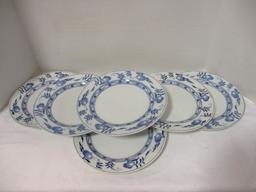 Six Antique Dresden Furnivals Blue Onion Plates