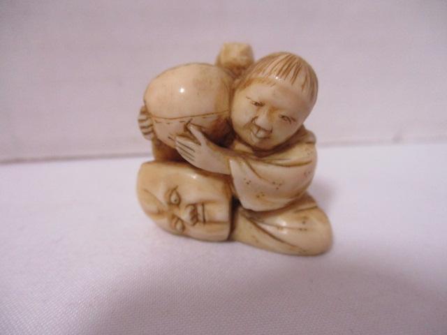 Three Carved Antique Pre Ban Ivory Netsukes